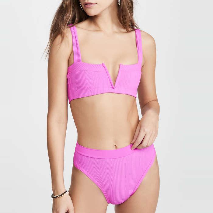 L Space Lee Lee Ribbed Bikini Top And French Cut Swim Briefs