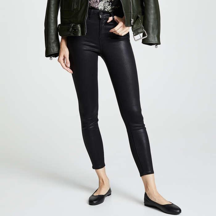 L'Agence Margot Coated Crop Skinny Jeans