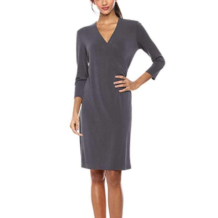 Lark & Ro Crepe Knit Faux Wrap Dress