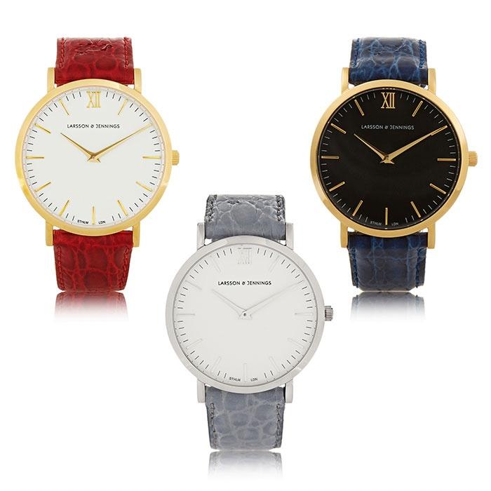 Larsson and Jennings Croc-Effect Leather and Gold-Plated Watch