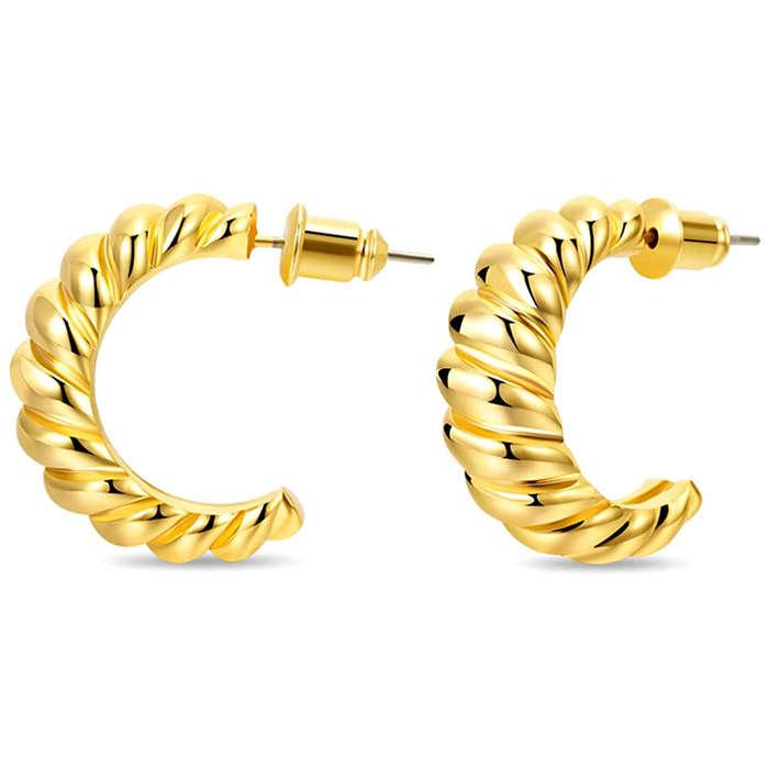 Lilie&White Twisited Gold Chunky Hoop Earrings