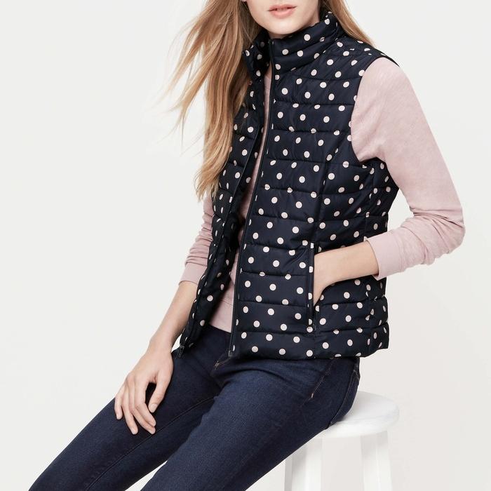 Loft Polka Dot Quilted Puffer Vest