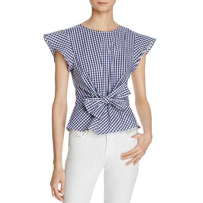 Lucy Paris Belted Ruffle Sleeve Gingham Top