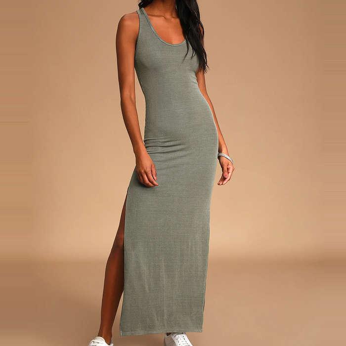 Lulu's Relaxed But Not Least Ribbed Sleeveless Maxi Dress