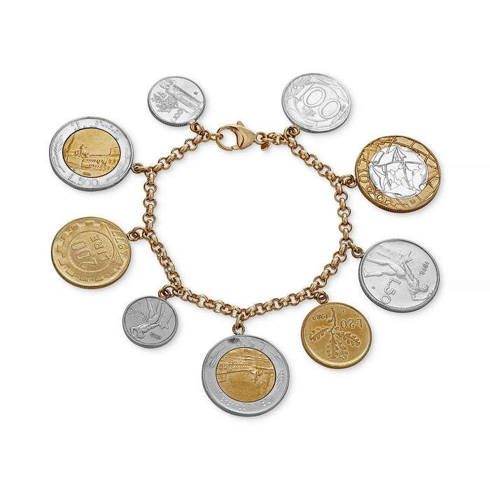 Macy's Vermeil Bracelet Lira Coins Charm Bracelet