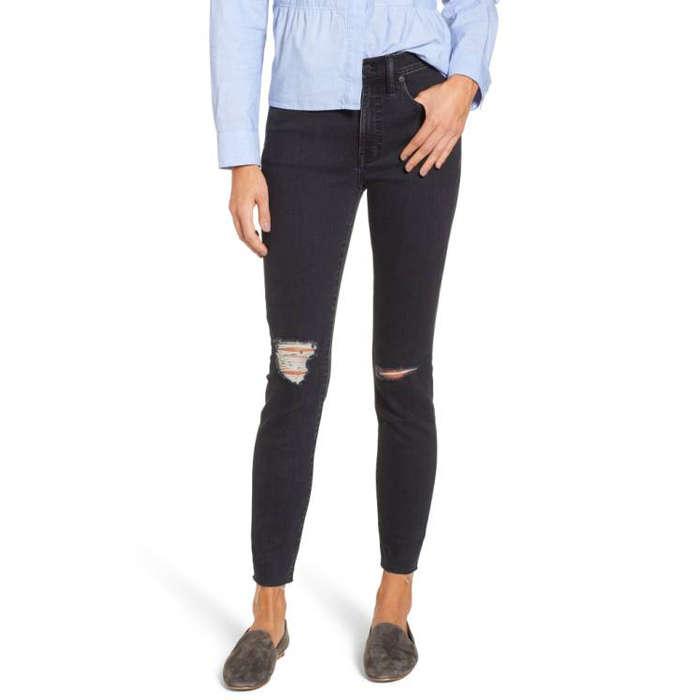 Madewell 9-Inch High Rise Ripped Skinny Jeans