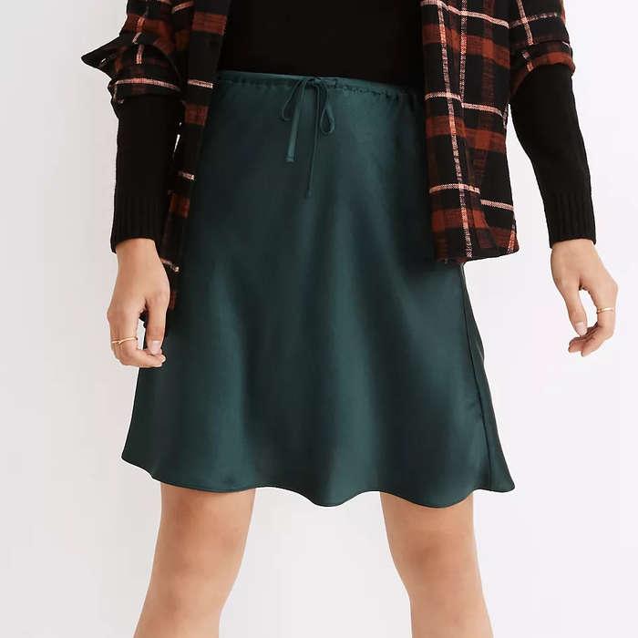 Madewell Drawstring Mini Slip Skirt
