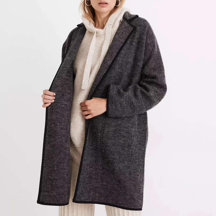 Madewell Herringbone Courton Sweater Coat