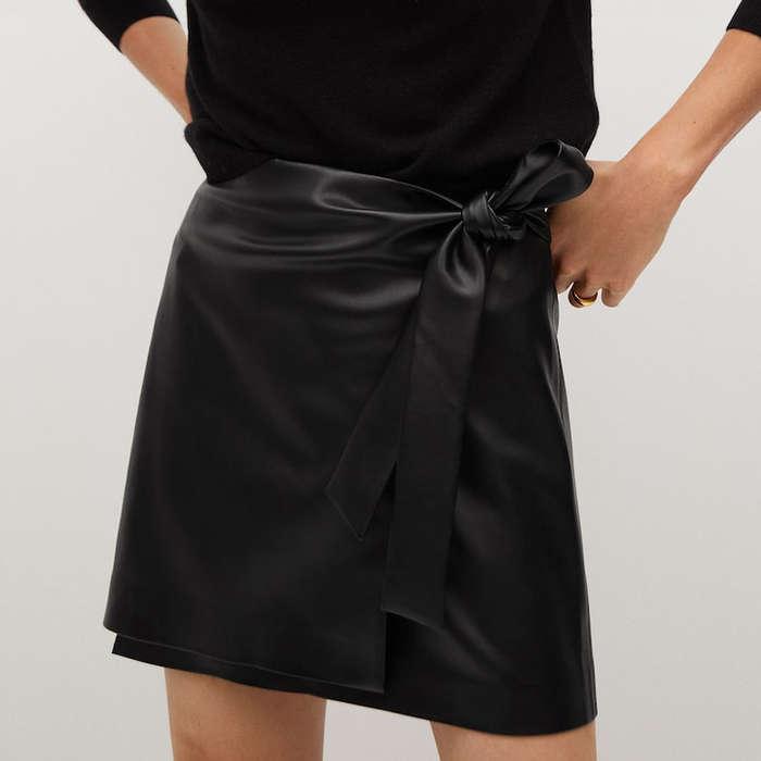 Mango Knot Leather-Effect Mini Skirt