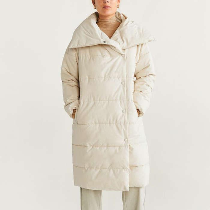 Mango Quilted Buttoned Coat