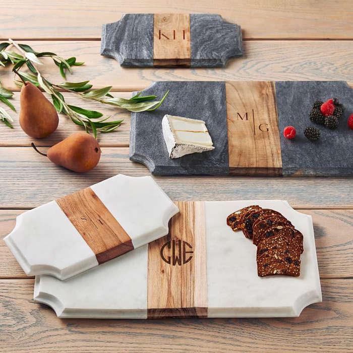 Mark & Graham Wood And Marble Beveled Cheese Board