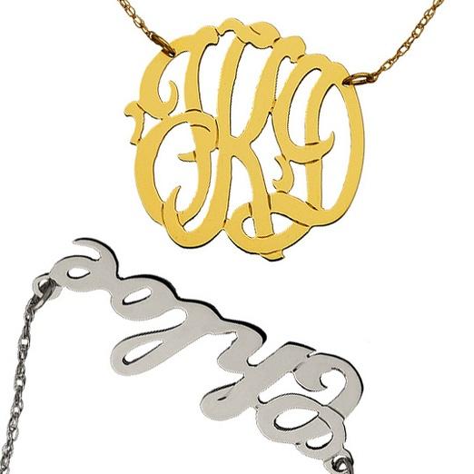 Max & Chloe Monogram Necklace and Name Plate Necklace