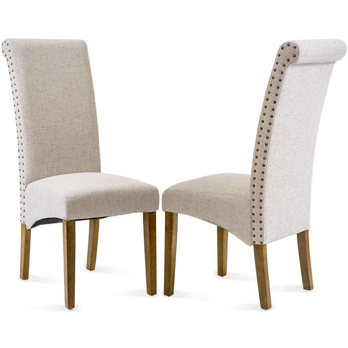 Merax Fabric Padded Side Chair with Solid Wood Legs