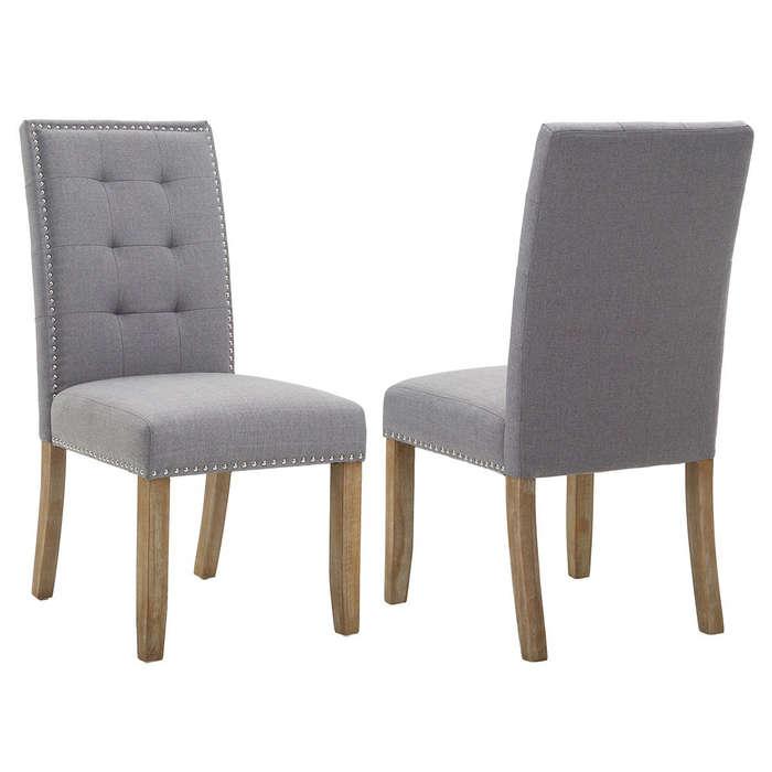 Merax Set of 2 Stylish Tufted Upholstered Fabric Dining Chairs