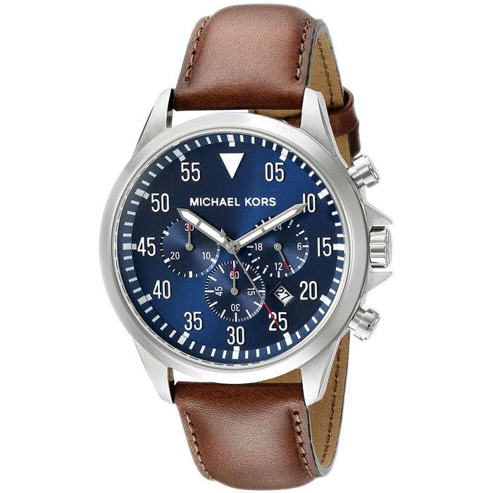 Michael Kors Gage Leather Strap Watch
