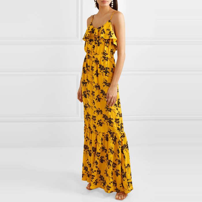 MICHAEL Michael Kors Ruffled Floral-Print Crepe Midi Dress