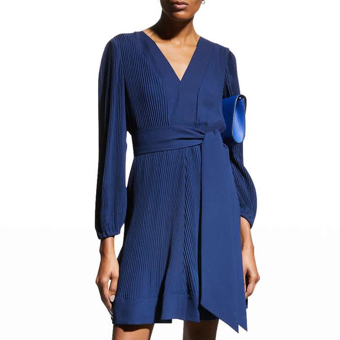 Milly Liv Tie Waist Fit and Flare Dress