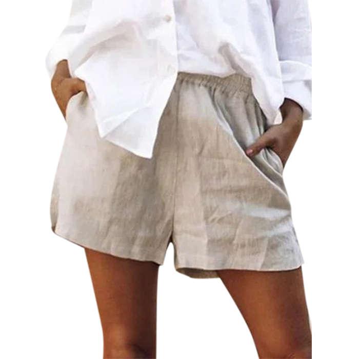 Moloke Plus Size Linen Stretch Shorts
