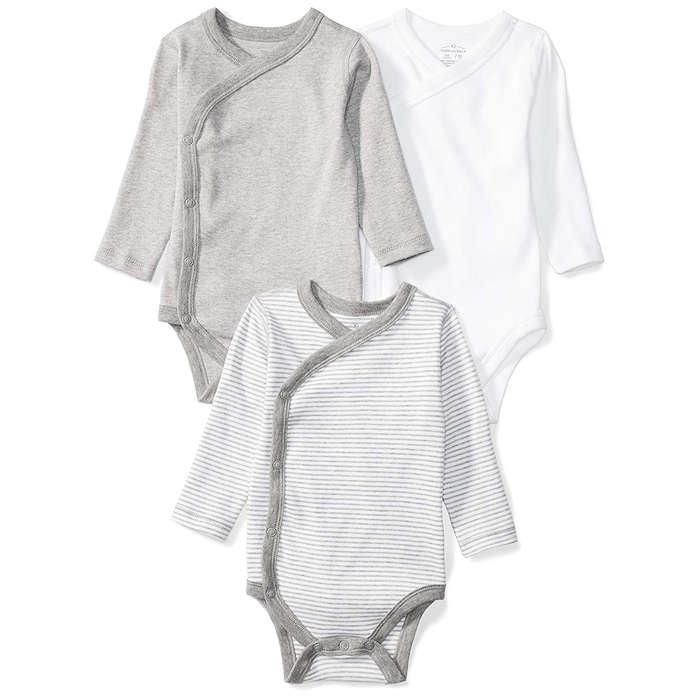Moon and Back Organic Long-Sleeve Side-Snap Bodysuits