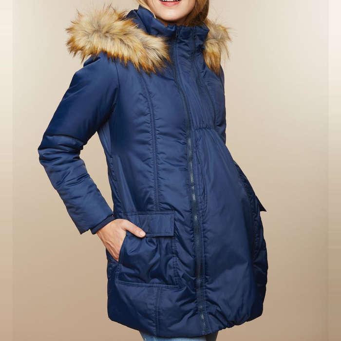 Motherhood Maternity Belted Quilted Puffer Coat