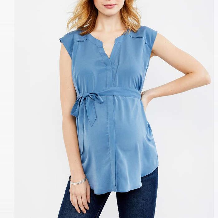 Motherhood Maternity Cap Sleeve Tie Detail Maternity Tunic