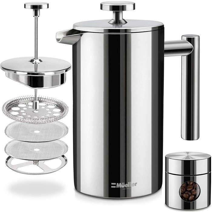 Mueller French Press Double Insulated Stainless Steel Coffee Maker