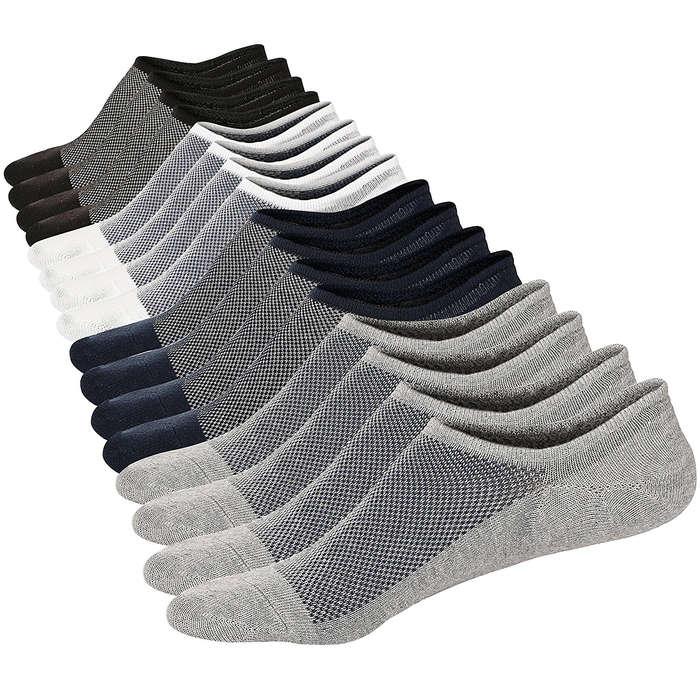 M&Z Mens No Show Low Cut Casual Pure Color Mesh Knit Non-Slide Socks