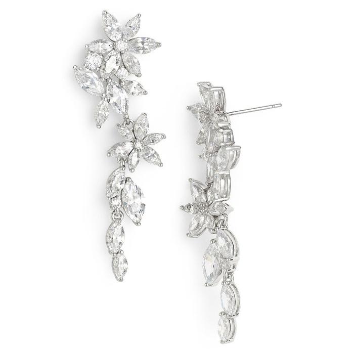 Nadri Floral Crystal Linear Drop Earrings