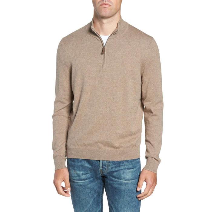 Nordstrom Men's Shop Half Zip Cotton & Cashmere Pullover