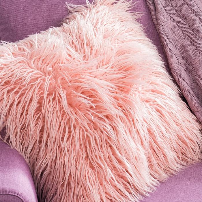 Ojia Deluxe Home Decorative Super Soft Plush Mongolian Faux Fur Throw Pillow