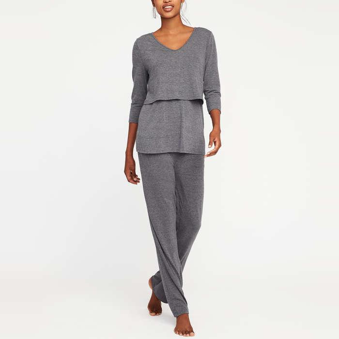 Old Navy Maternity Double-Layer Nursing Top and Cinched-Waist Lounge Pants