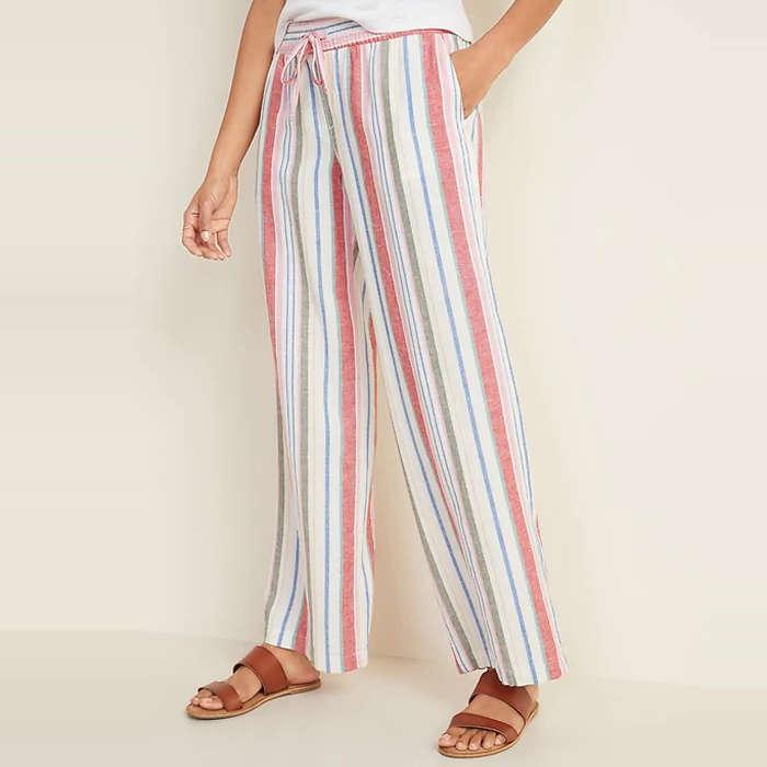 Old Navy Mid-Rise Wide-Leg Linen-Blend Pull-On Pants