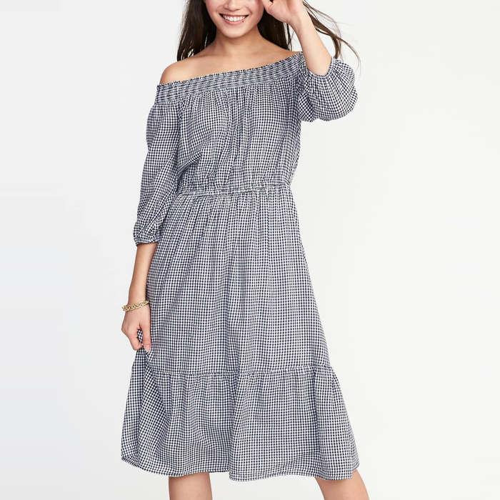 Old Navy Waist-Defined Off-the-Shoulder Midi for Women