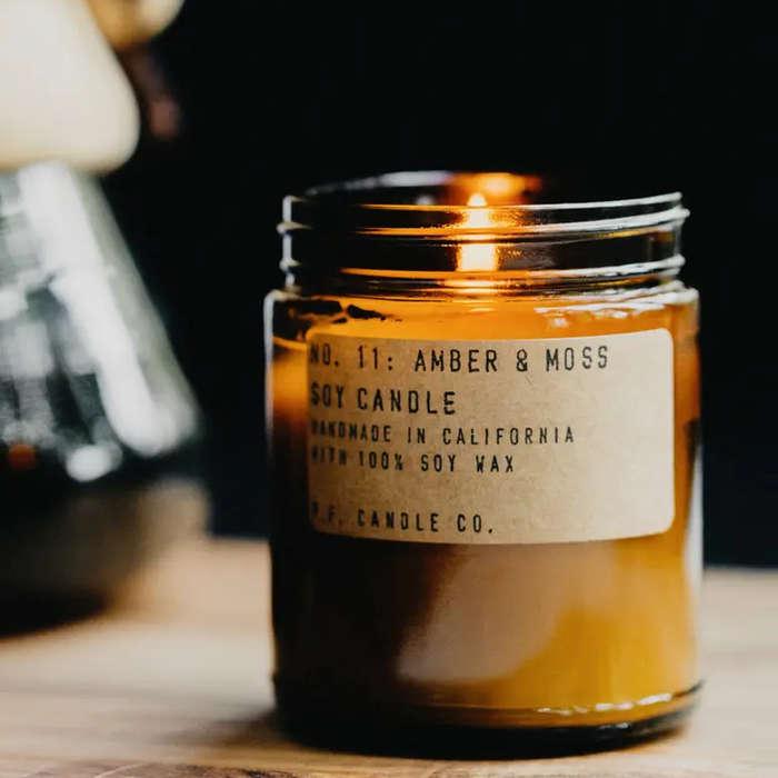P.F. Candle Co. Amber Jar Soy Candle In Amber + Moss
