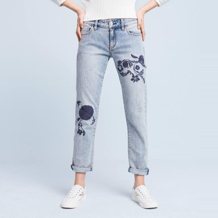 Pilcro Hyphen Embroidered Mid-Rise Jeans