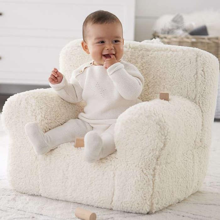 Pottery Barn My First Cream Sherpa Anywhere Chair