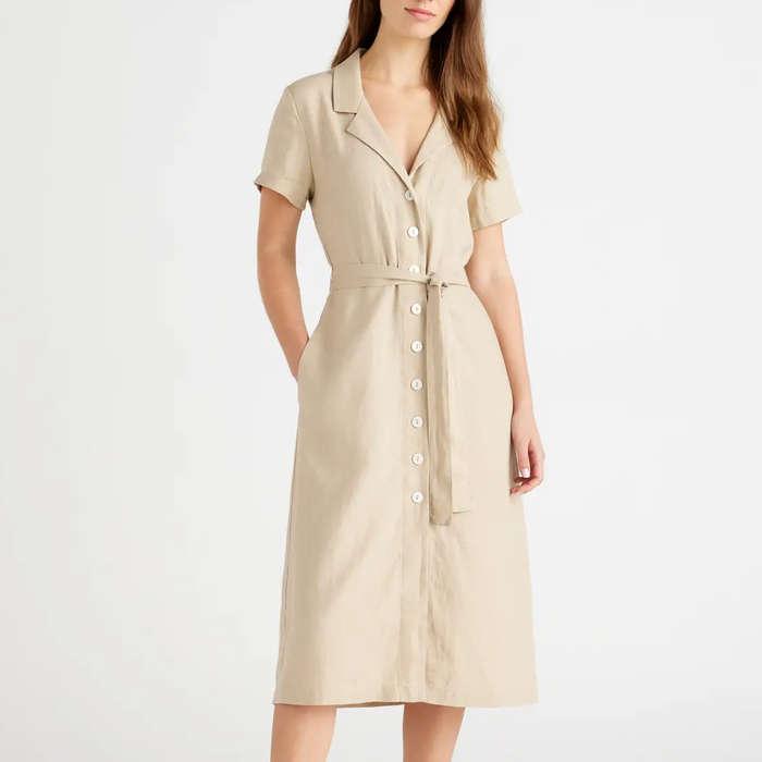 Quince 100% Organic Linen Short Sleeve Dress