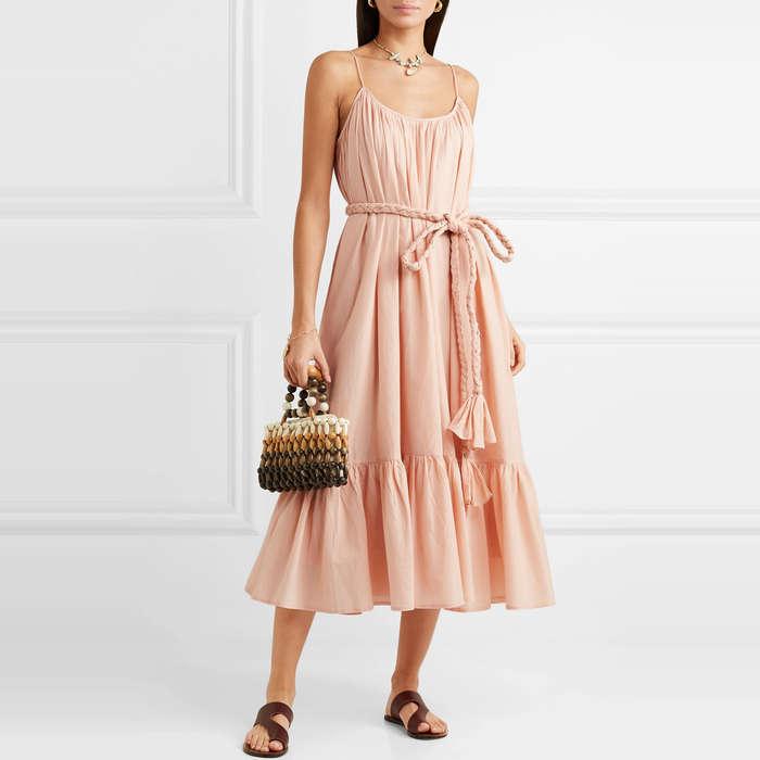 Rhode Resort Lea belted cotton-voile midi dress