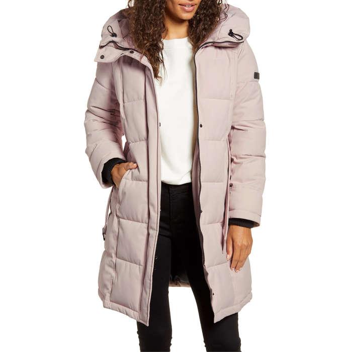 Sam Edelman Pillow Collar Belted Puffer Coat