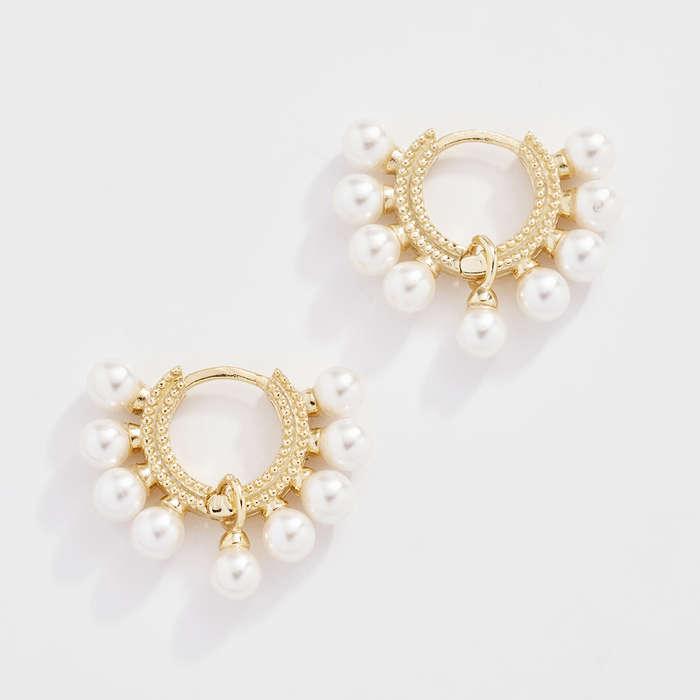 Shashi Lola Pearl Huggie Earrings