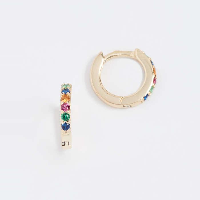 Shashi Rainbow Katerina Pave Huggie Earrings