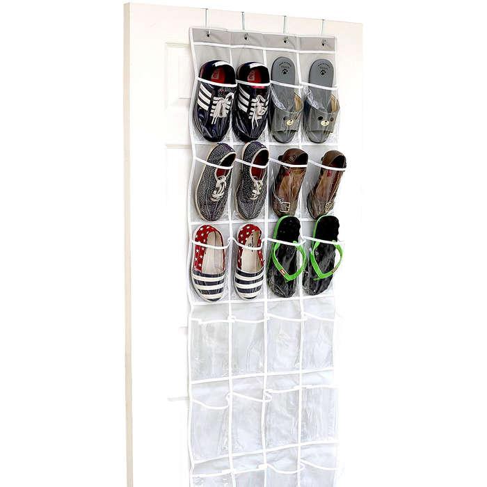 Simple Houseware Crystal Clear Over The Door Hanging Shoe Organizer