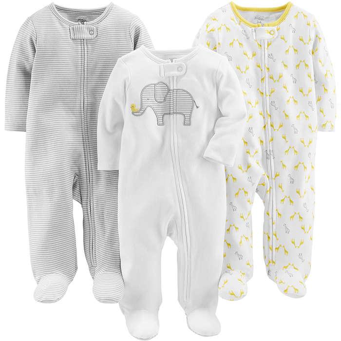 Simple Joys By Carter's Baby 3-Pack Cotton Footed Sleep And Play