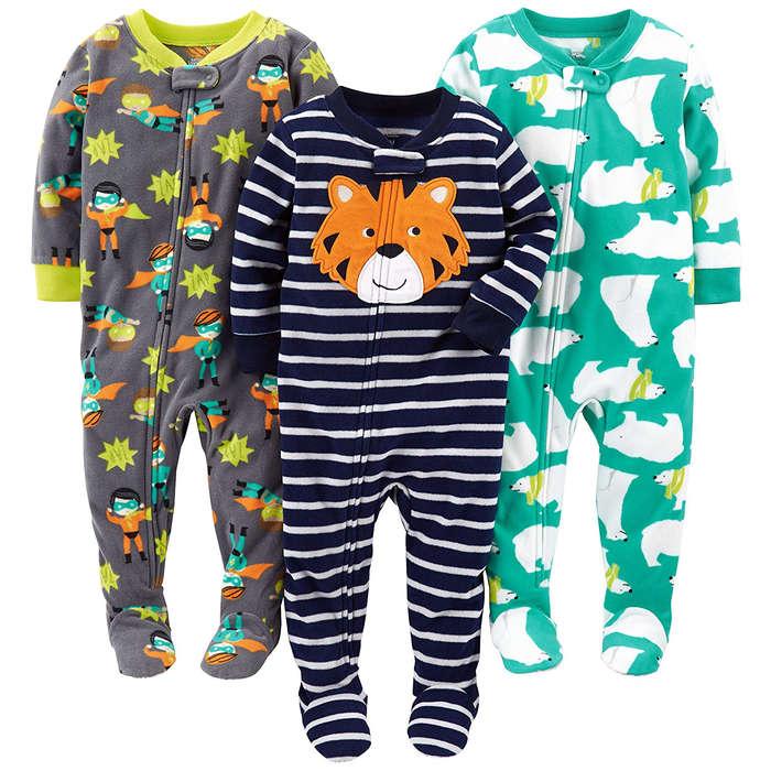 Simple Joys by Carter's Baby and Toddler 3-Pack Loose Fit Fleece Footed Pajamas