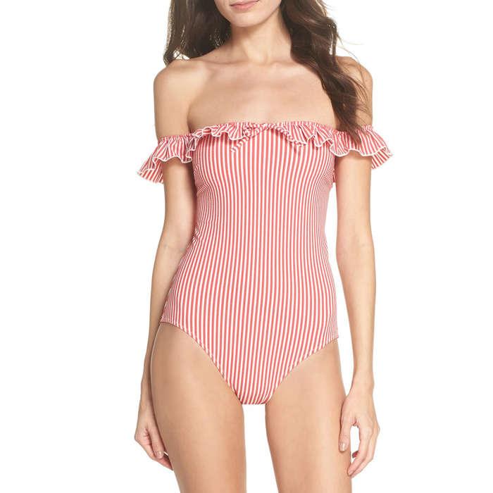 Solid & Striped The Amelia Off the Shoulder One-Piece Swimsuit