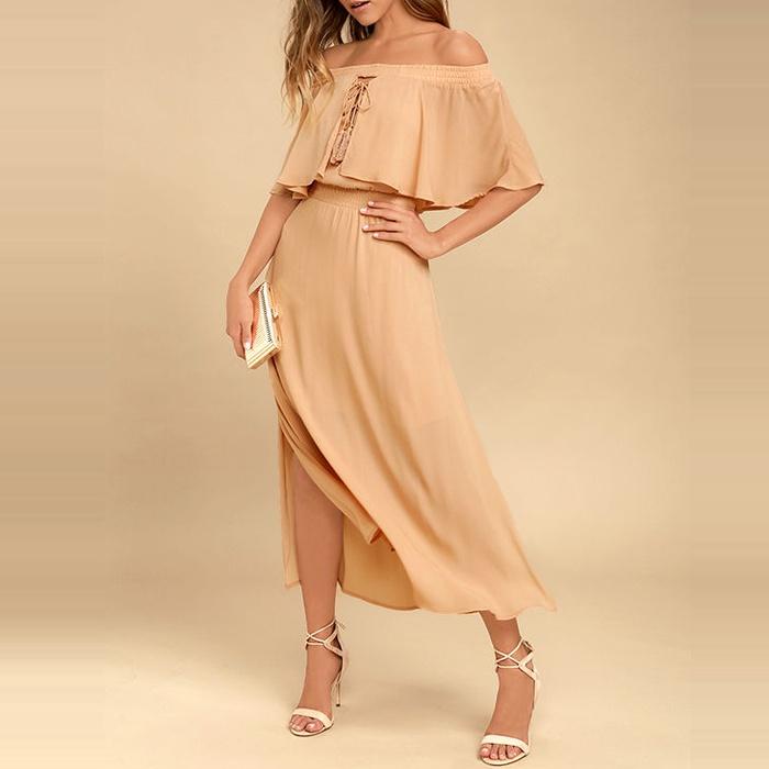 Somedays Lovin Touch The Sun Nude Off-The- Shoulder Midi Dress