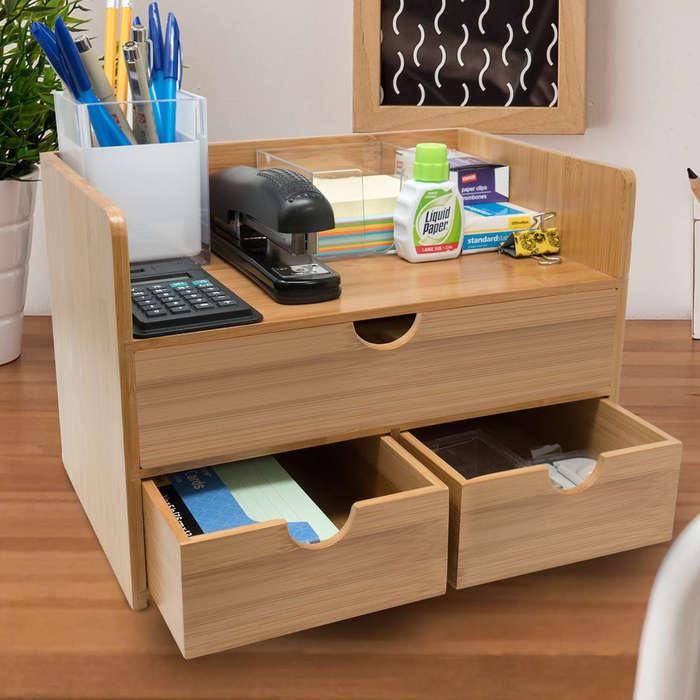 Sorbus 3-Tier Bamboo Shelf Organizer For Desk