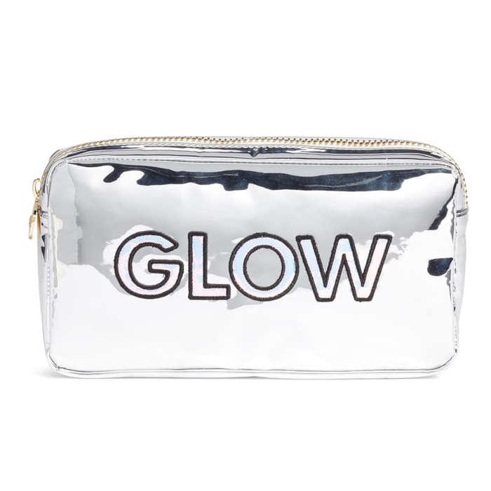 Stoney Clover Lane Glow Small Silver Patent Cosmetics Bag