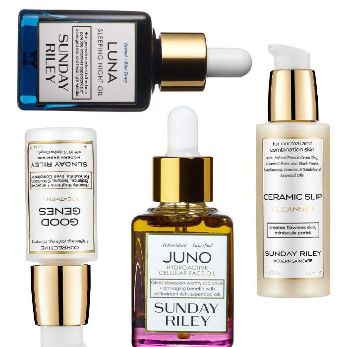 Sunday Riley Good Genes Treatment, Luna Sleeping Night Oil, Juno Hydroactive Cellular Face Oil, Ceramic Slip Cleanser