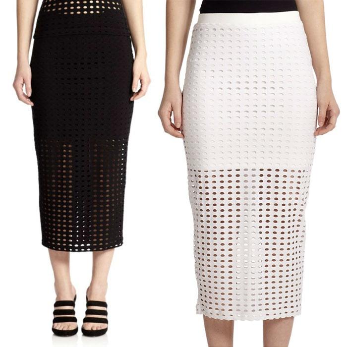T by Alexander Wang Perforated Overlay Pencil Skirt